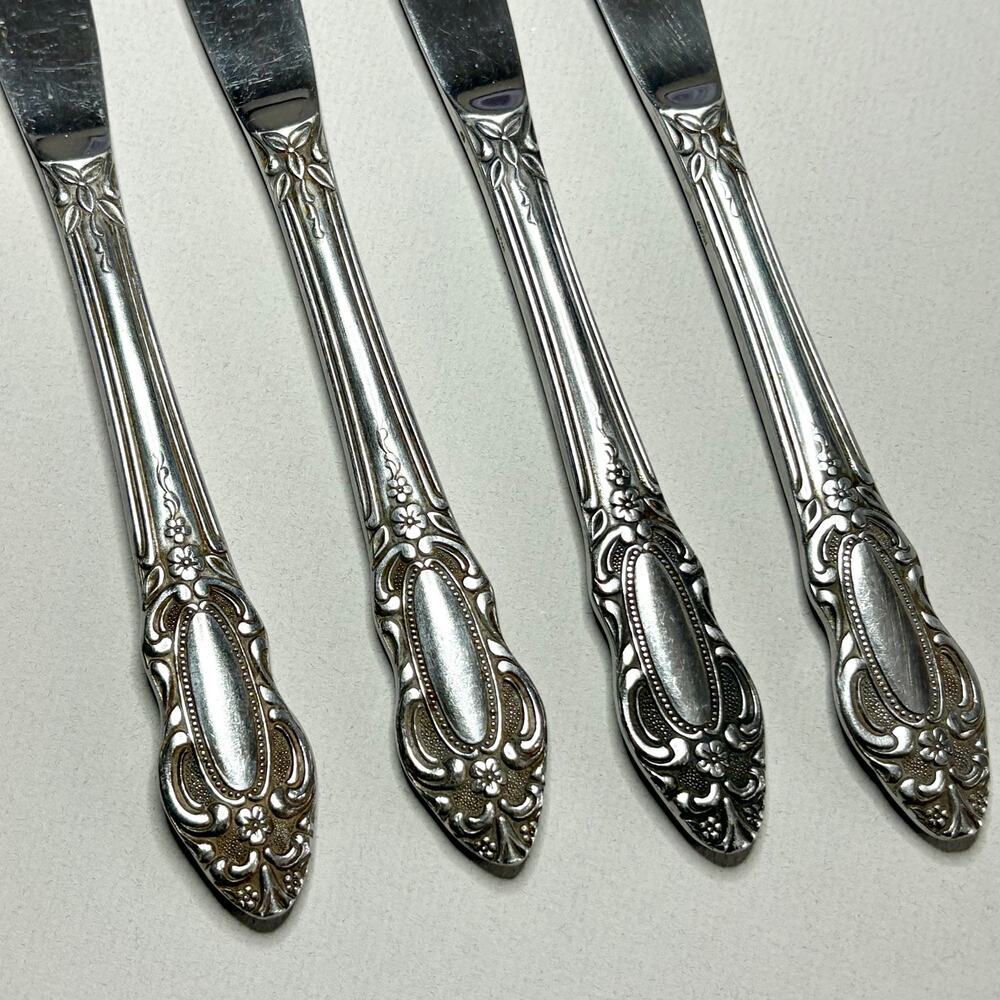 United Silver Co Artistic Rose Modern Hollow Knife Stainless 4pcs Flatware - Picture 3 of 5